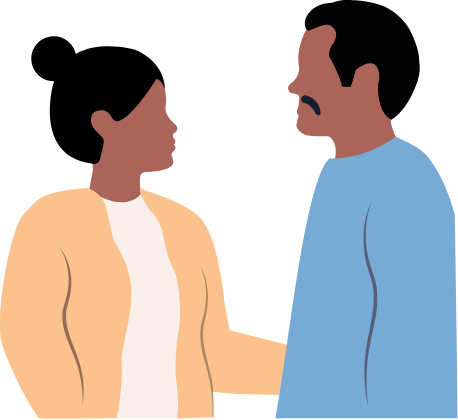 Ilustración de dos amigos hablando entre sí